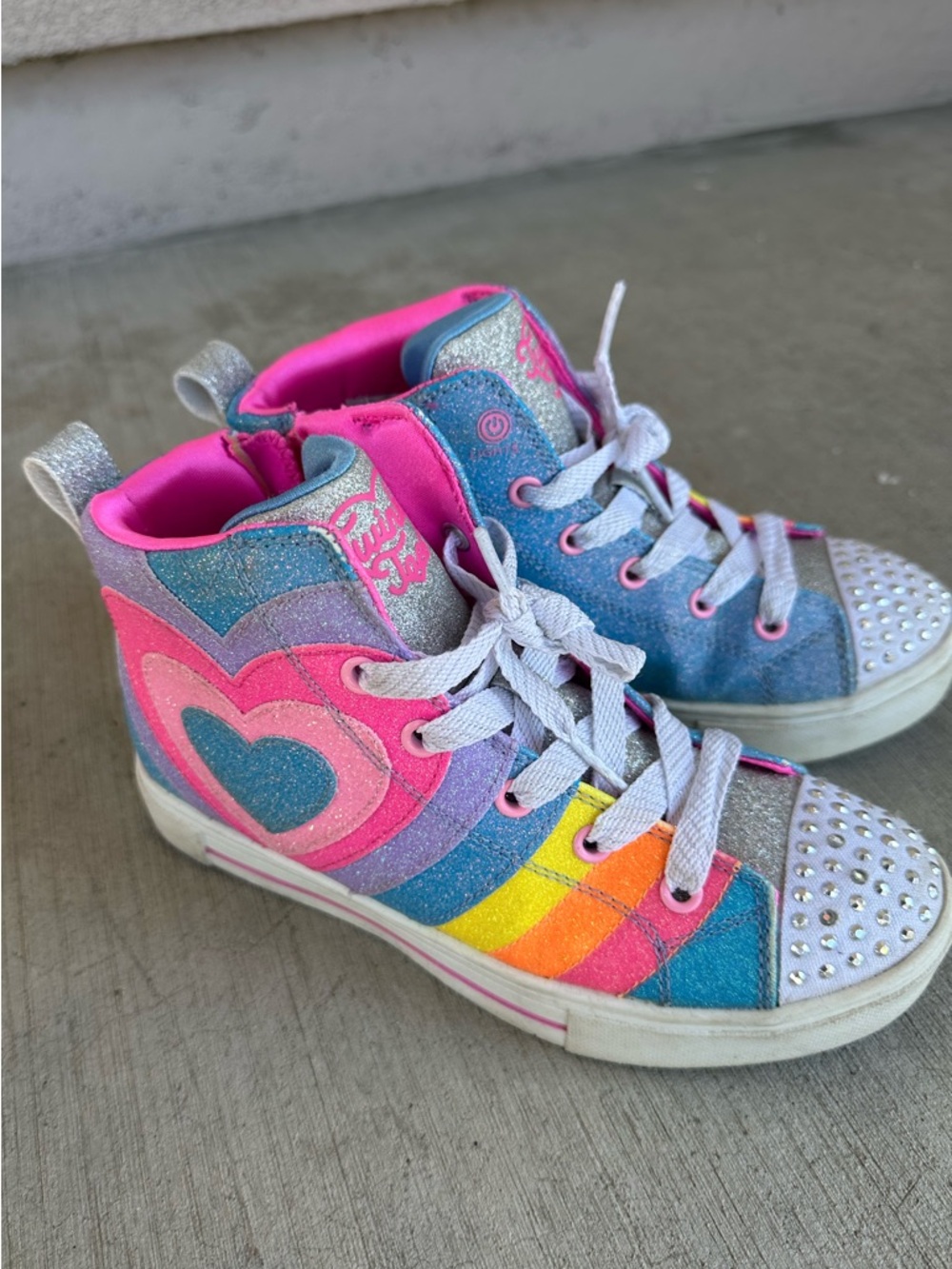 GUC Skechers Girls Twinkle Toes Heart Pop Light Up High-Top Sneakers size 3 - Picture 4 of 10